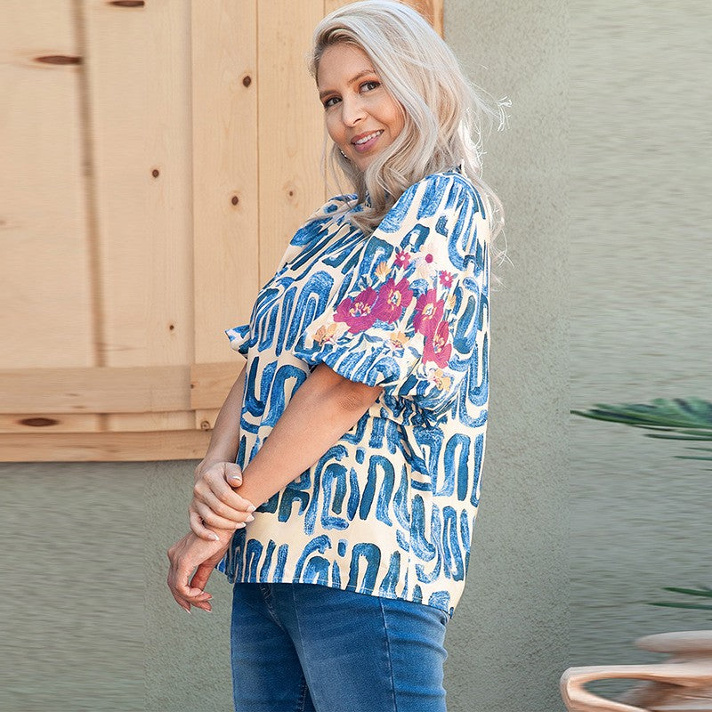 Liora Printed Round Neck Tee