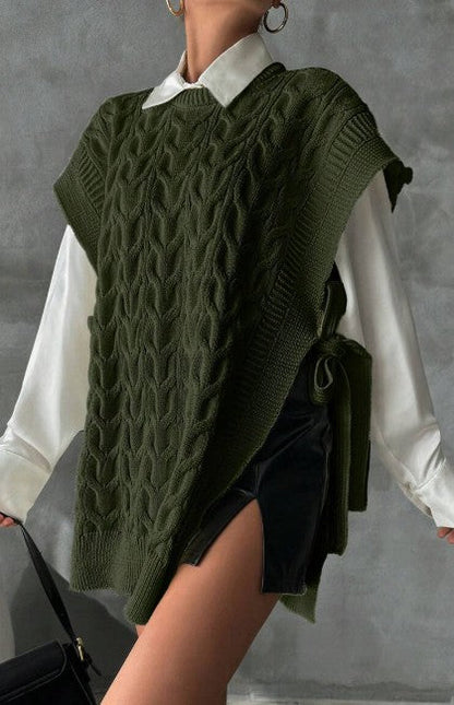 Lyra V-Neck Tie Knit Vest