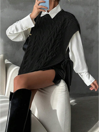 Lyra V-Neck Tie Knit Vest