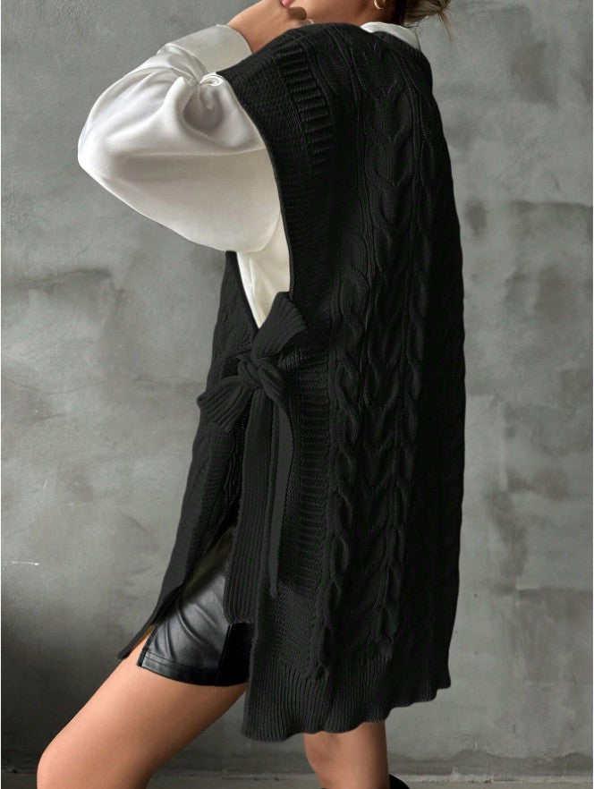 Lyra V-Neck Tie Knit Vest